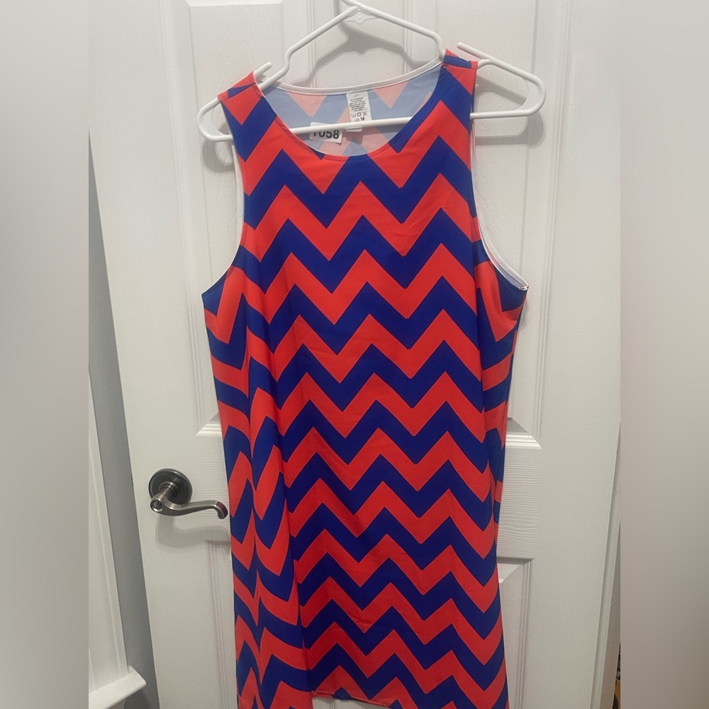 Red and Blue Halter Neck Sheath Mini Dress - Picture 2 of 9